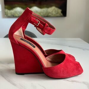 Derek Lam Red Suede Wedge Heels Sz 8